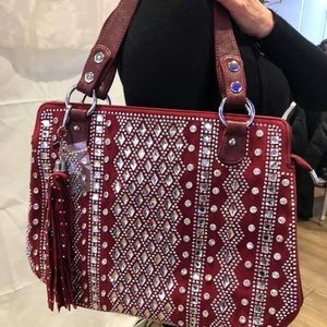 Crystal burgundy handbag